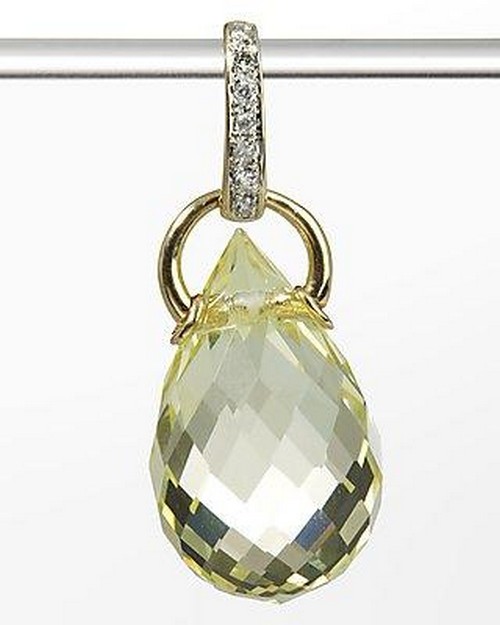 Ö.496 Anhänger 375er Gelbgold Lemonquarz Diamant 9,715ct