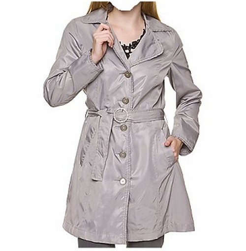 987 Trenchcoat mit Schmuckschnalle silber grau Gr. 44 UVP 149,99